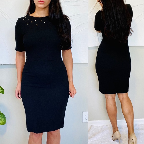 Escada Dresses & Skirts - Escada Black Studded Wool Dress